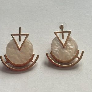 Banana republic art deco Pearl enamel earrings